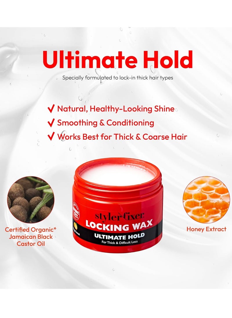 Red by Kiss Hold Locking Gel Ultimate Hold for Thin Locs & Twists, Hydrating, Conditioning, Non-Frizz, Non-Flaking, No Build-Up, Enriched with Certified Jamaican Black Castor Oil, Honey Extract