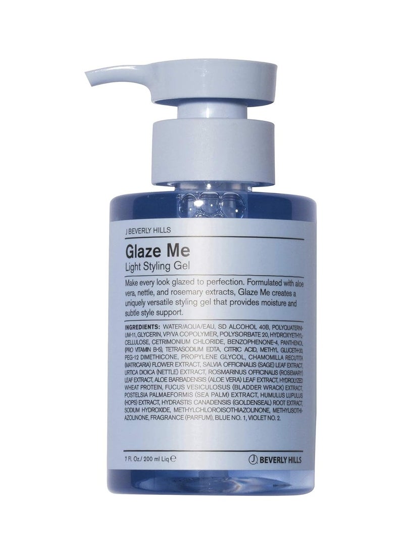J Beverly Hills Blue - Glaze Me Light Styling Hair Gel with Aloe Vera for Moisture, Light Hold, 7 Oz