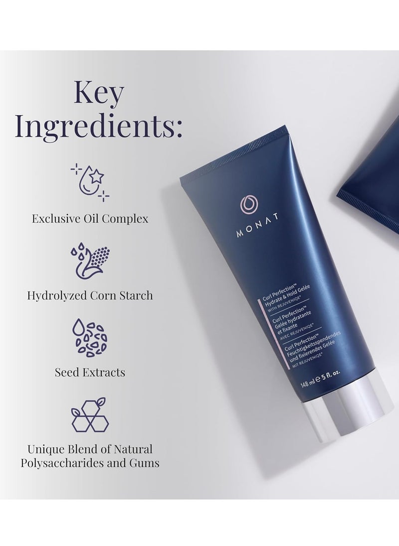 MONAT Curl Perfection™ Hydrate & Hold Gelée with Rejuveniqe® - Curl-Enhancing Defining Gel for Wavy, Curly, Coily Hair - Soft, Touchable, Shiny Curls with Long-Lasting Memory - 148 ml / 5 fl. oz.