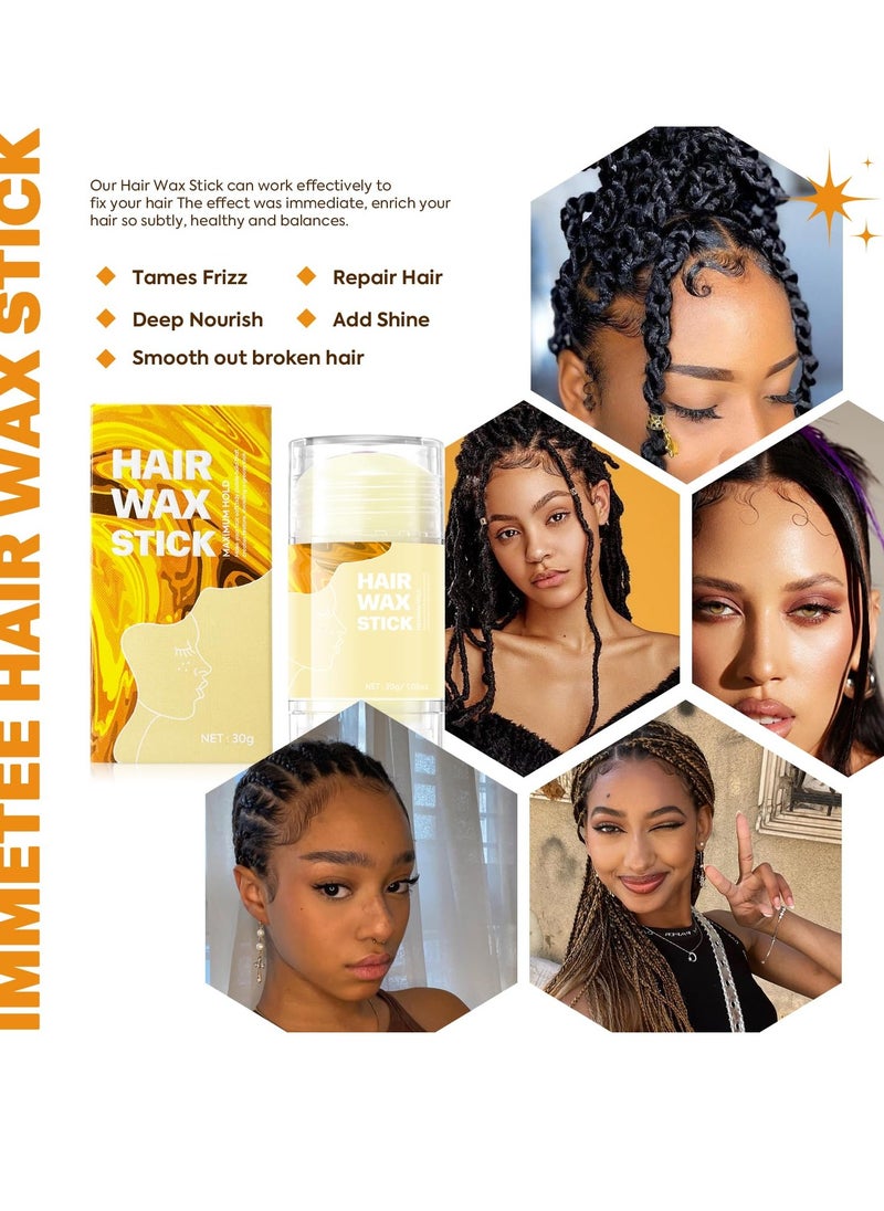 immetee Hair Wax Stick for Women, Edge Control Gel, Smooth Frizz and Slick Back Hair - 30g (White)