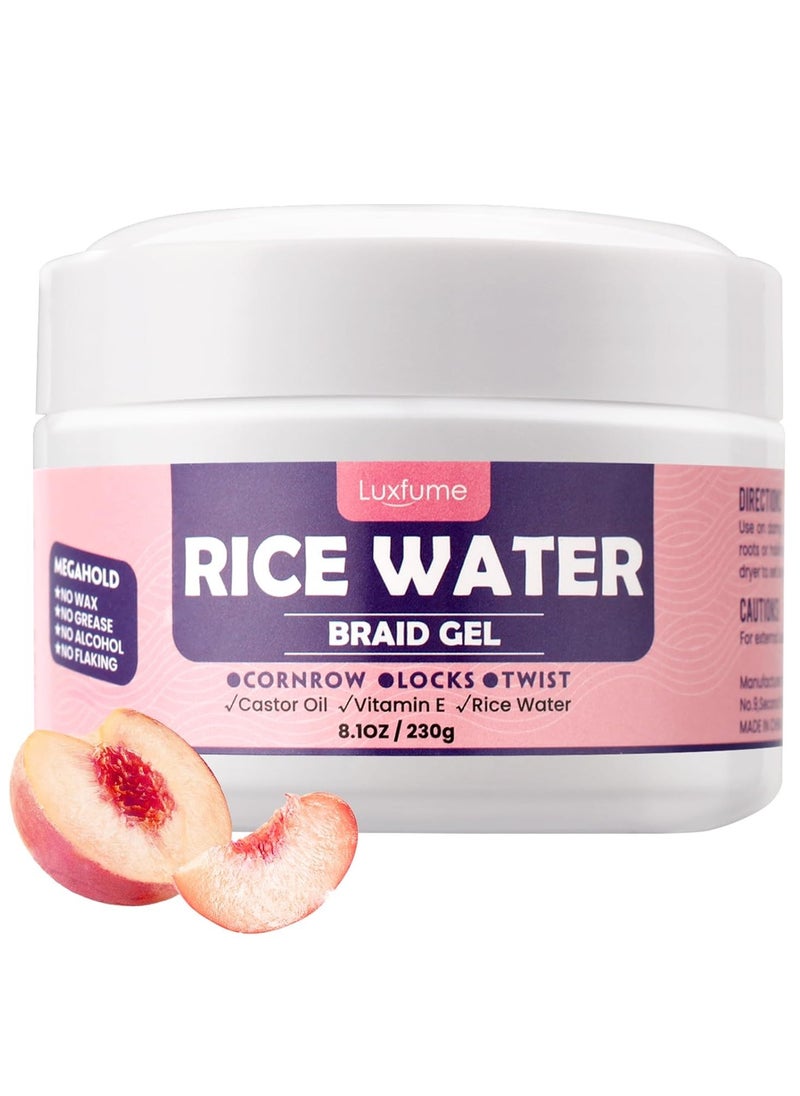 Braiding Gel Extra Hold 8.1 Oz - Great For Braids,Twist, Locs & Smooth Edges - Braid Gel Extreme Hold Adds High Shine,Edge Control,No White Residue,Braiding Hair Gel 230g