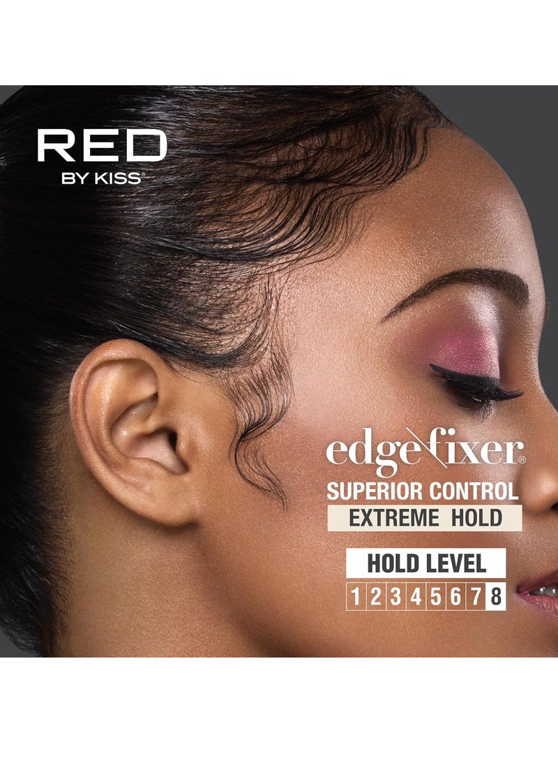 Red by Kiss Edge Fixer Extreme Hold, Strong Edge Control with 24-Hour Hold, Infused with Biotin for Nourishment & Hydration, No Flaking or Oily Residue (1.01 Fl.oz.)