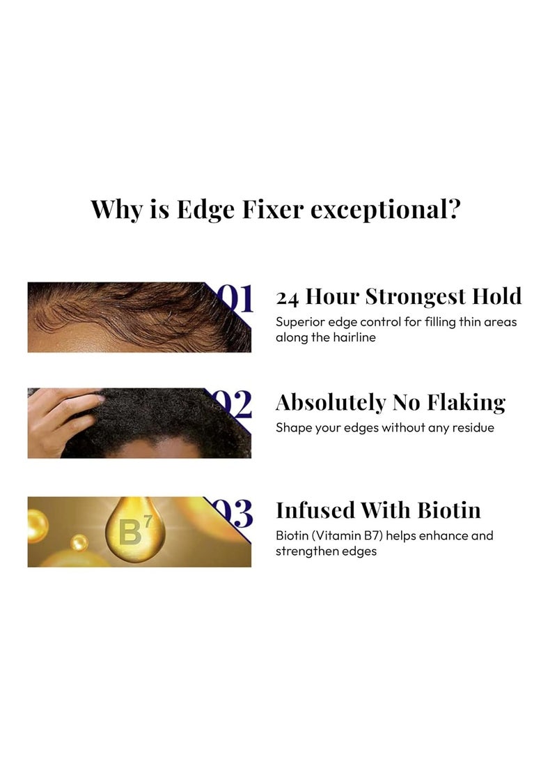 Red by Kiss Edge Fixer Extreme Hold, Strong Edge Control with 24-Hour Hold, Infused with Biotin for Nourishment & Hydration, No Flaking or Oily Residue (1.01 Fl.oz.)
