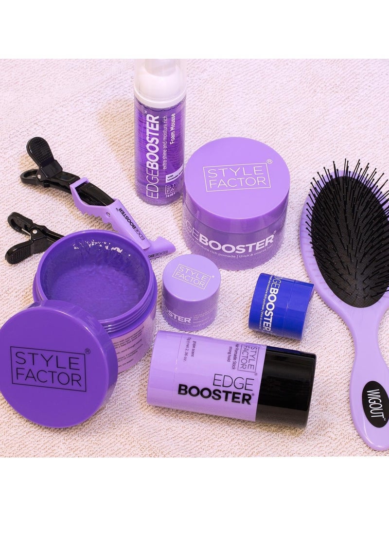 Style Factor Edge Booster Strong Hold Water-Based Pomade - Super Shine & Moisture 3.38oz (VIOLET CRYSTAL)
