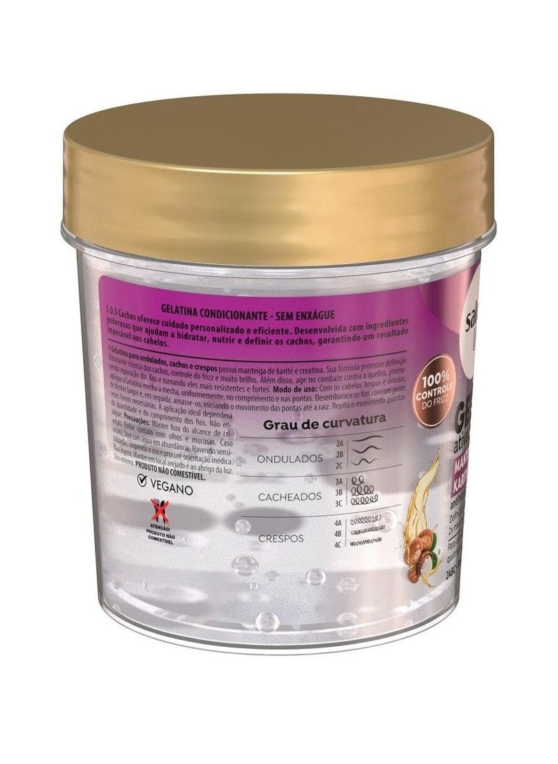 Salon Line Gel Activating Curls SOS Curls (Shea Butter) - 400 Gr - Formula enriched with Shea Butter and Creatine for Moisturizing Definition, Frizz Control, Hair Repair, and Strength