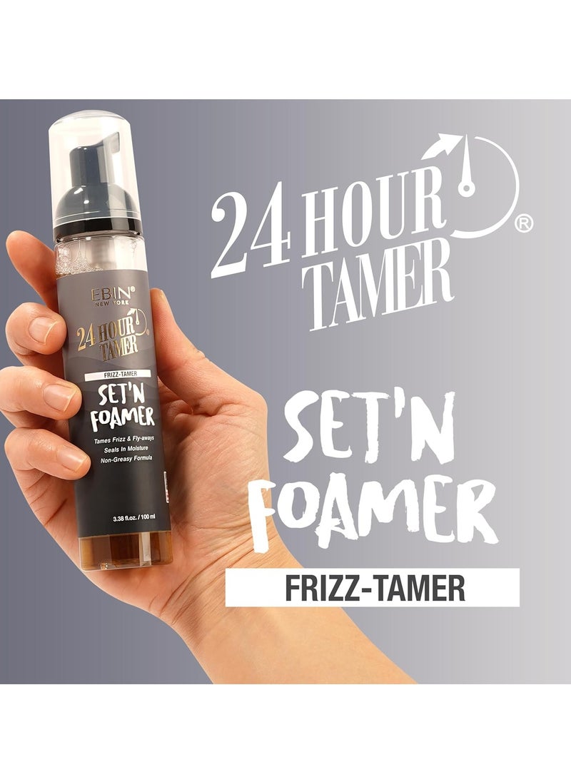 EBIN NEW YORK 24 Hour Tamer Set'n Foamer Frizz-Tamer 3.38oz/ 100ml - Tames Frizz & Fly-aways, Provides Moisture, Non Greasy Formula with Lightweight Texture, Soft Finish and Enhance Shine