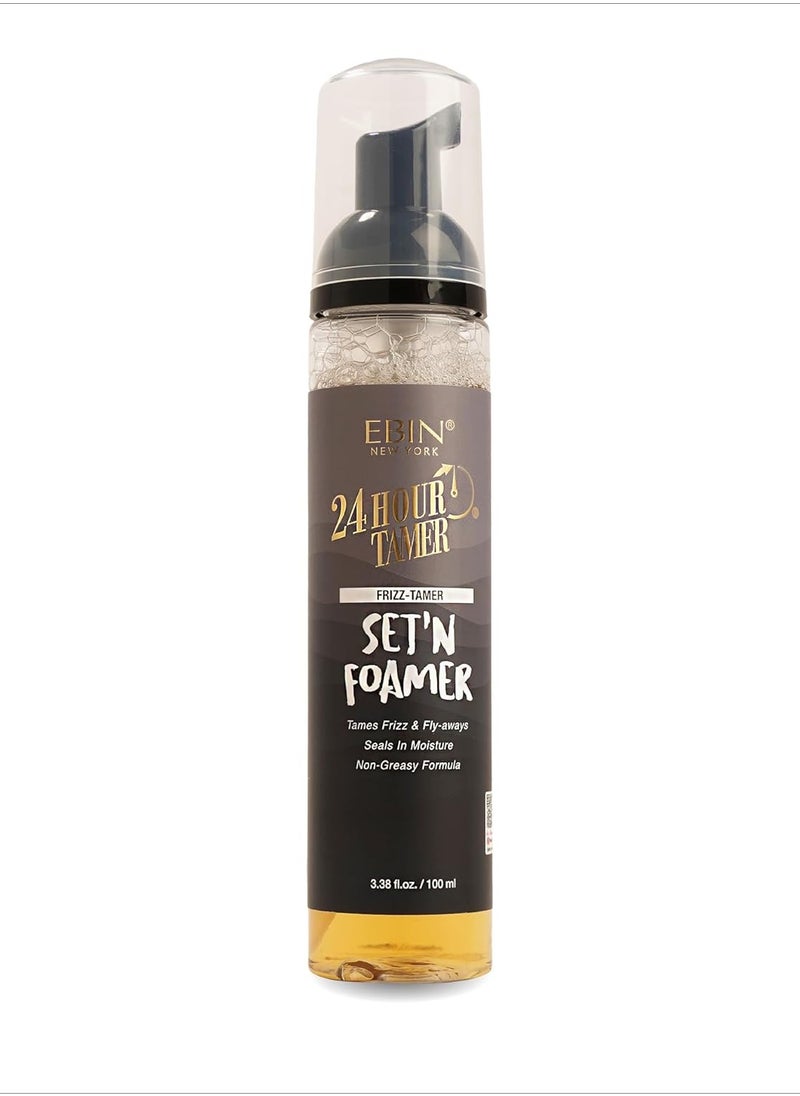 EBIN NEW YORK 24 Hour Tamer Set'n Foamer Frizz-Tamer 3.38oz/ 100ml - Tames Frizz & Fly-aways, Provides Moisture, Non Greasy Formula with Lightweight Texture, Soft Finish and Enhance Shine