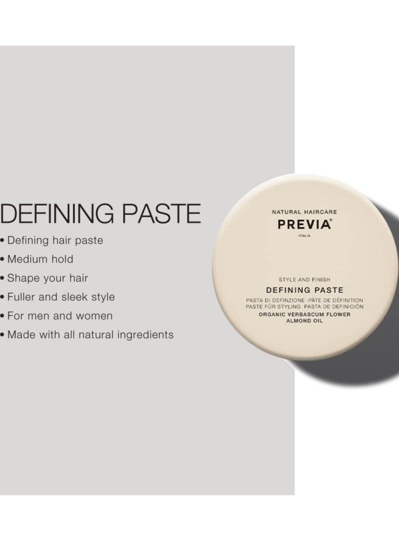 PREVIA Defining Hair Paste - Matte Hair Gel with Medium Hold for All Hair Types - Anti-Static, Flexible Hold Hair Styling Product with Natural Citrus Fragrance - Paraben-Free - 3.38 oz