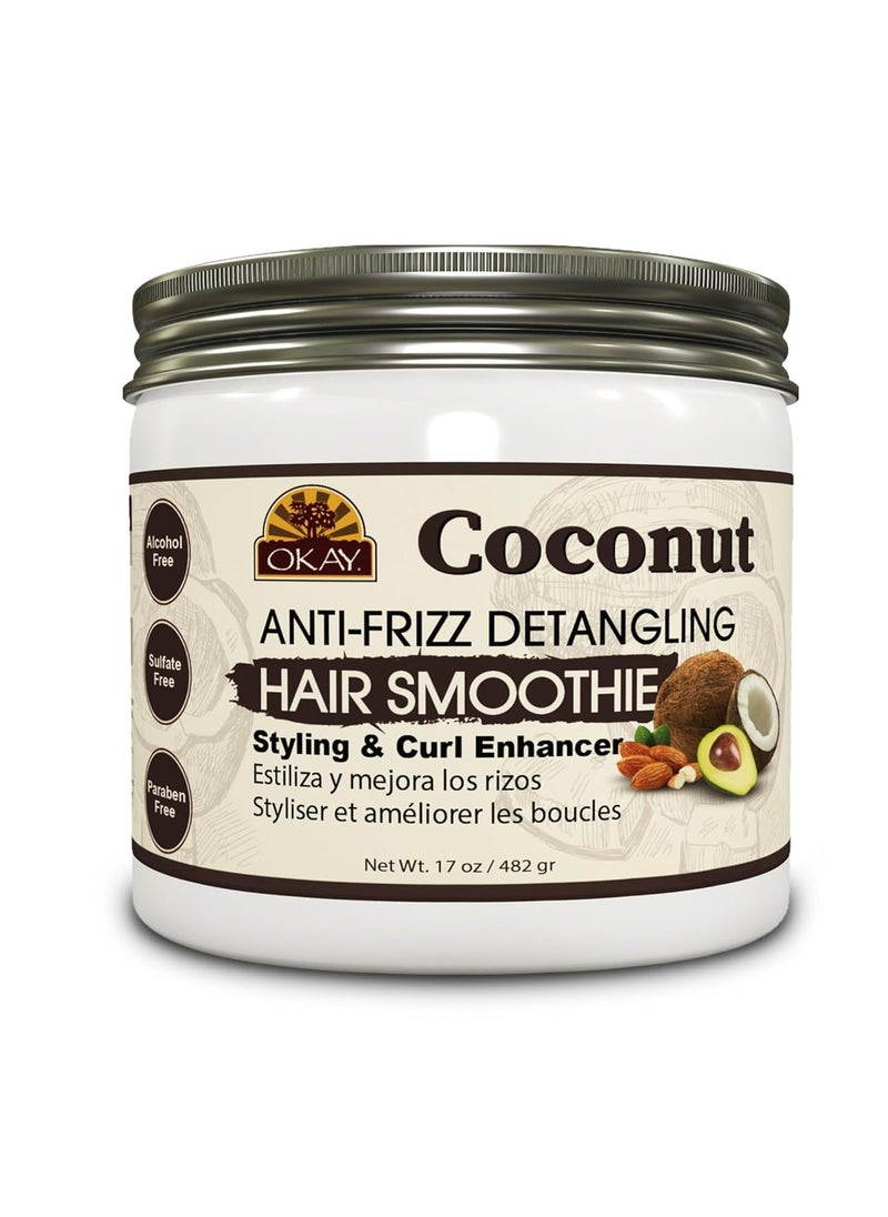 Okay coconut anti frizz detangling hair smoothie 17 ounce, White, 17 Ounce