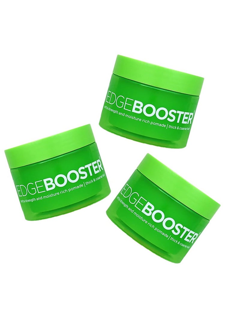 Edge Booster Style Factor Extra Strength and Moisture rich pomade - Thick & Coarse Maximum hold 3.38oz- Emerald (3 Pack)