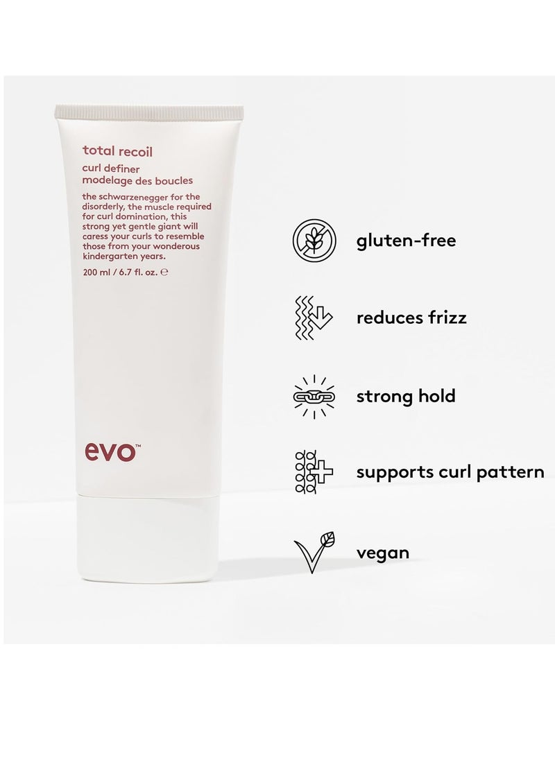 EVO Total Recoil Curl Definer - Strong Hold Defining Moisturizing Cream - Enhances Natural Curl Pattern & Reduces Frizz - Humidity Control