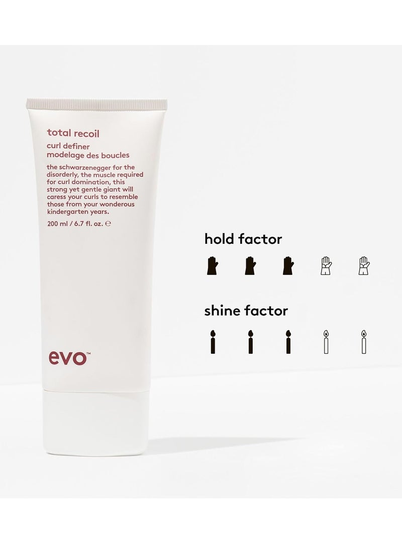 EVO Total Recoil Curl Definer - Strong Hold Defining Moisturizing Cream - Enhances Natural Curl Pattern & Reduces Frizz - Humidity Control