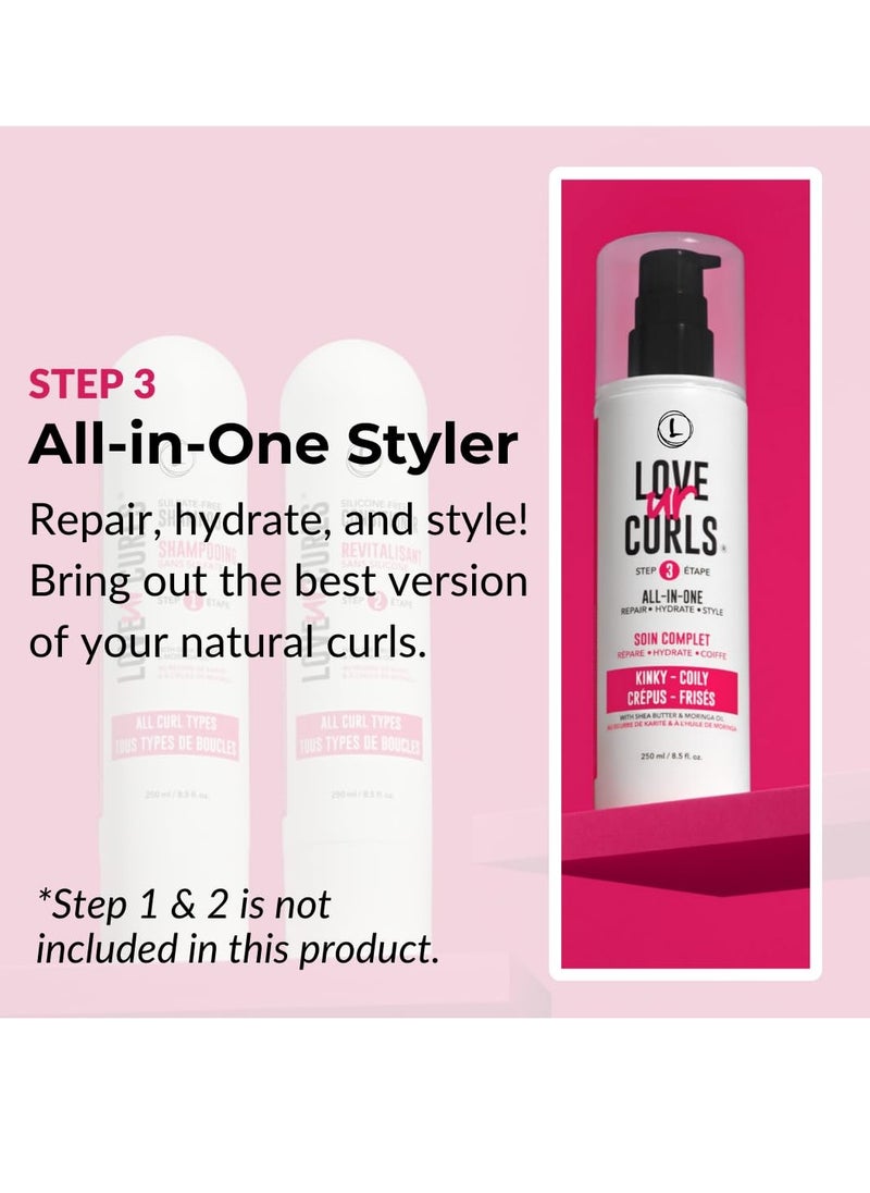 Love Ur Curls All in One Curl Cream Styler for Kinky-Coily Hair and Irish Sea Moss Hair Gel Bundle, Repair, Define, Hydrate & Style with Shea Butter, Medium Hold Hair Styling Gel