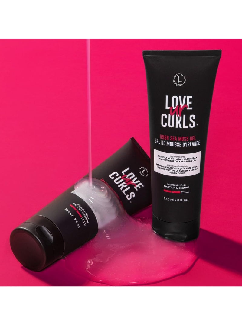Love Ur Curls All in One Curl Cream Styler for Kinky-Coily Hair and Irish Sea Moss Hair Gel Bundle, Repair, Define, Hydrate & Style with Shea Butter, Medium Hold Hair Styling Gel