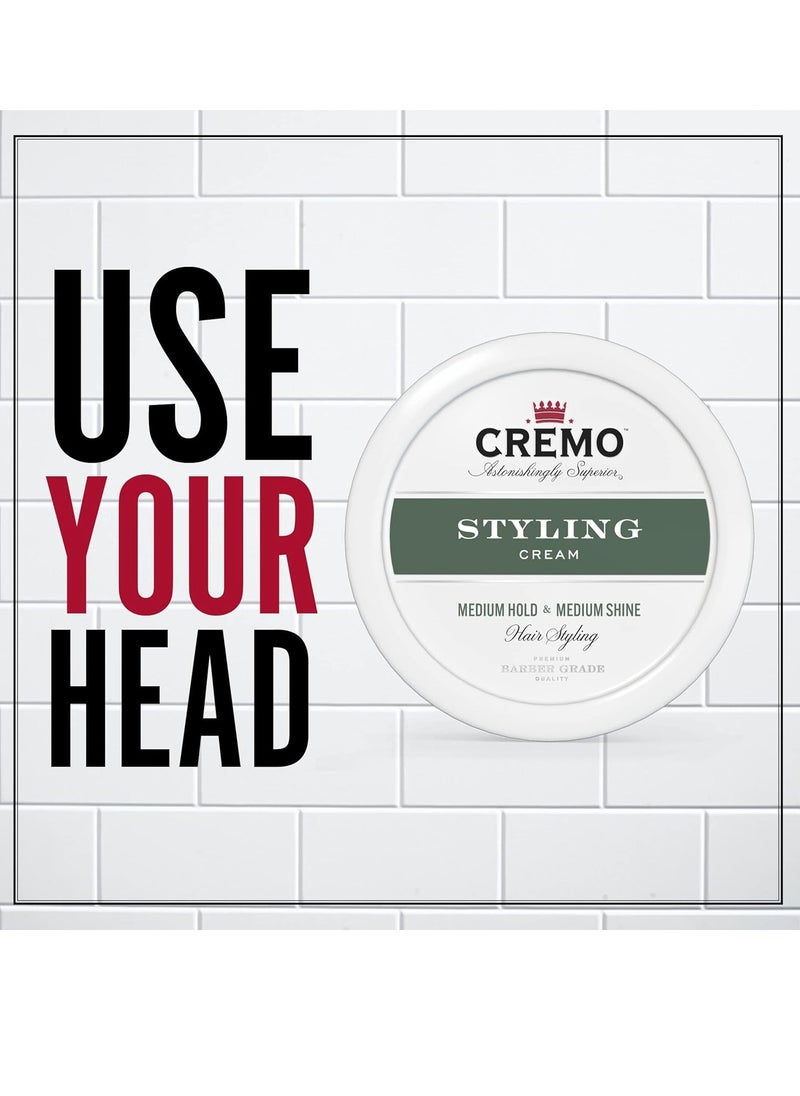 Cremo Premium Barber Grade Hair Styling Cream, Medium Hold, Medium Shine, 4 Oz & Premium Barber Grade Hair Styling Sculpting Clay, High Hold, Matte Finish, 4 Oz