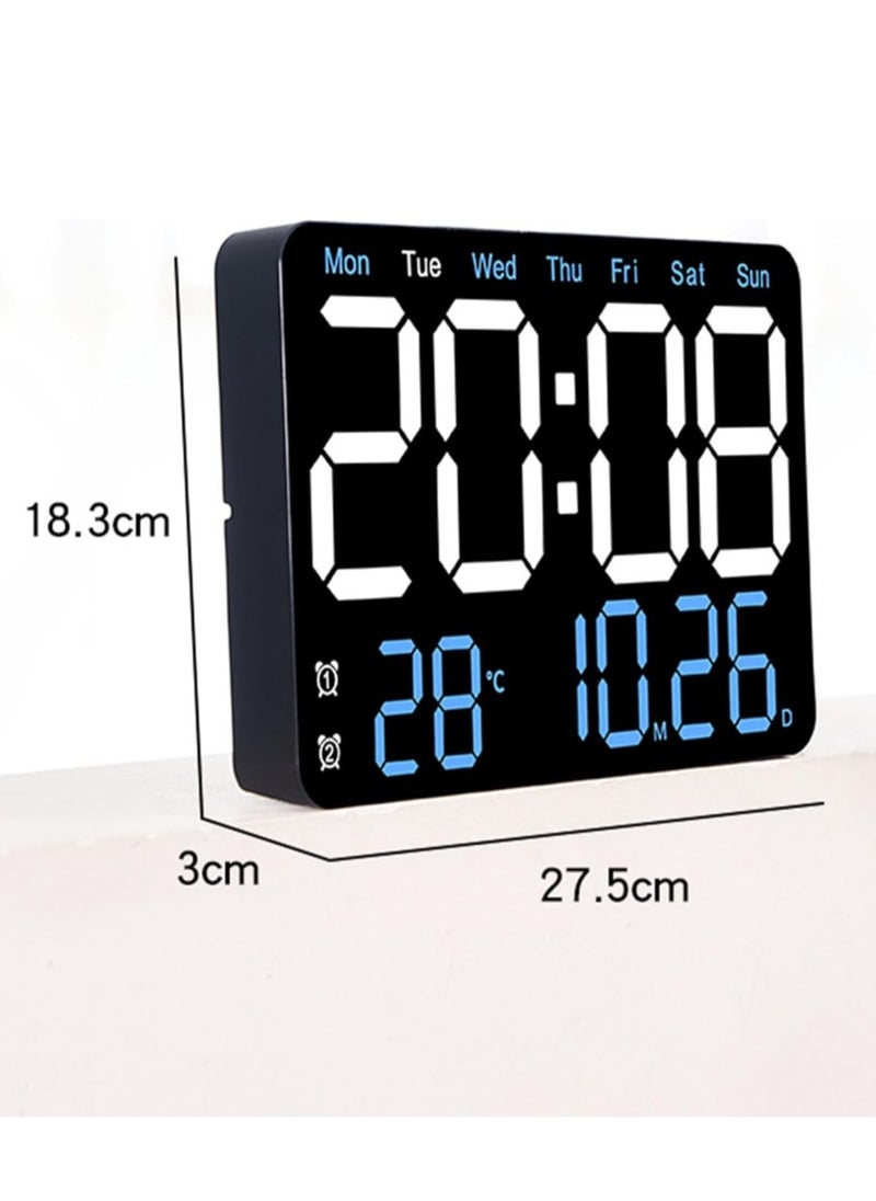 13 Inch Digital Wall Clock Large Display, Wall Led Alarm with Big Digits, 3 brightness levels, Time/Date, Temperature Display, Dual Alarm Clock for Living Room and Modern Home Decoration