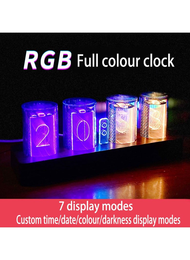 Dazzling Colour RGB Light Tube Digital Clock Game Room Desktop Decoration DIY Electronic Alarm Clock Seat Clock