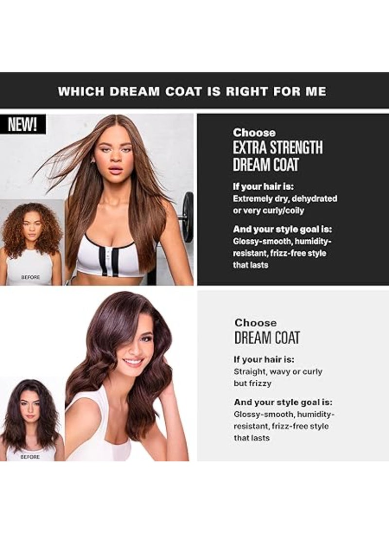 Extra Strength Dream Coat, Powerful, Ultra Moisturizing, Anti Humidity Treatment For Frizz Prone Hair, Glassy Smooth, Straight + Frizz Resistant Styles For Up To 3-4 Washes, 50Ml Travel Size