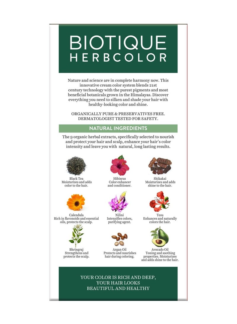 Biotique Herbcolor Conditioning Hair Colour l Ammonia Free Hair Color l 9 Organic Herbal Extracts l Natural and Healthy Shine l 50g + 110ml| Darkest Brown 3N (Pack of 1)