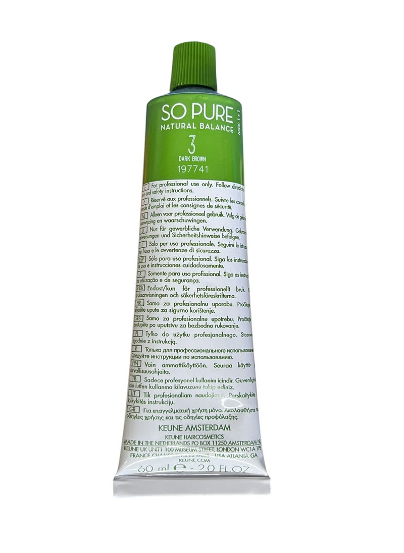 So Pure Natural Dark Brown Hair Color Cream No.3 60ml