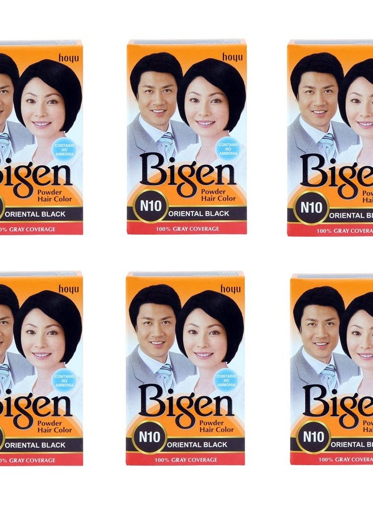 Bigen Powder Hair Color, Oriental Black N10 - Pack of 6 (Combo Set)