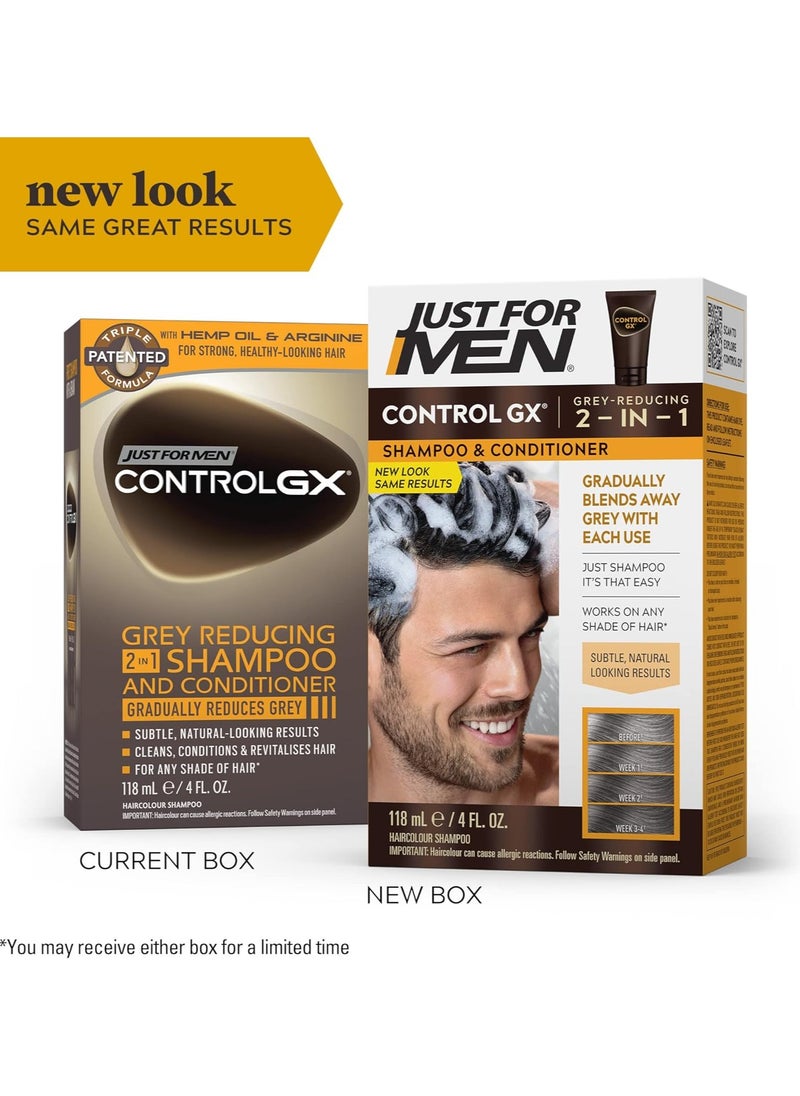 Control GX 2 in 1 Shampoo and Conditioner, Gradually Colors Hair, 4 Ounce Grey Reducing 118ml