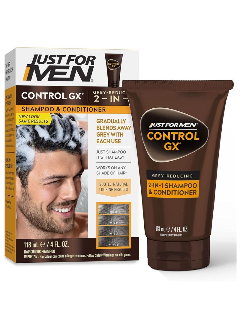 Control GX 2 in 1 Shampoo and Conditioner, Gradually Colors Hair, 4 Ounce Grey Reducing 118ml