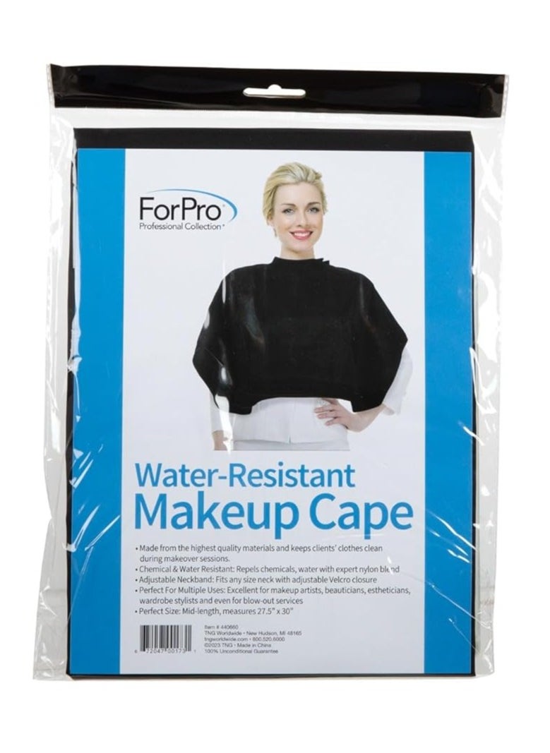 ForPro Water-Resistant Makeup Cape, Professional Mid-Length Beauty Cape with Adjustable Velcro Closure, 27.5