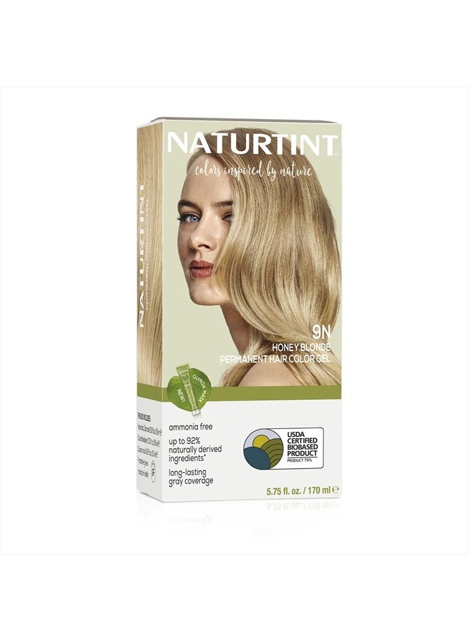 Permanent Hair Color, 9N Honey Blonde, Plant Enriched, Ammonia Free, Long Lasting Gray Coverage and Radiante Color, Nourishment and Protection