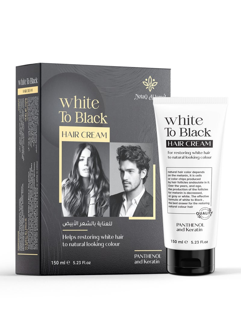 White to Black White Hair Treatment Cream with Panthenol and Keratin 150g