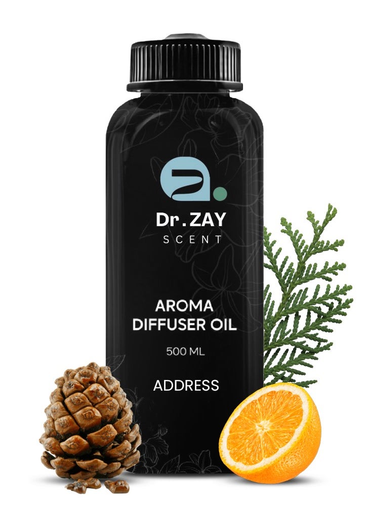 Dr. Zay Scent Dr Diffuser Aroma Oil Address – 500ml | Oriental Velvet Cedar & Citrus Aromatic Experience | Perfect for Offices, Homes, Shops, Hotel Rooms & Small Lobbies | Made in the UK