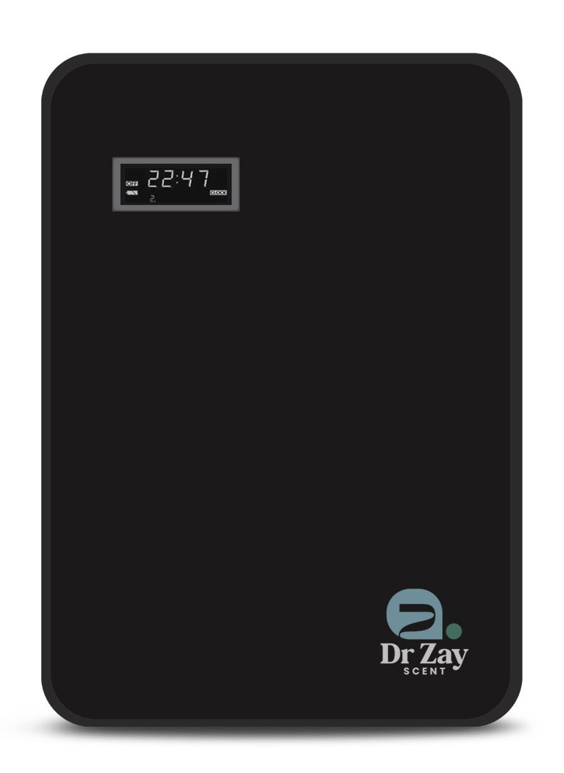 Dr. Zay Scent Smart Fragrance Diffuser Machine – Aromatherapy Diffuser with Digital Clock Display, 400-500 Sq. Meter Coverage, Ideal for Bedrooms & Living Rooms – Black