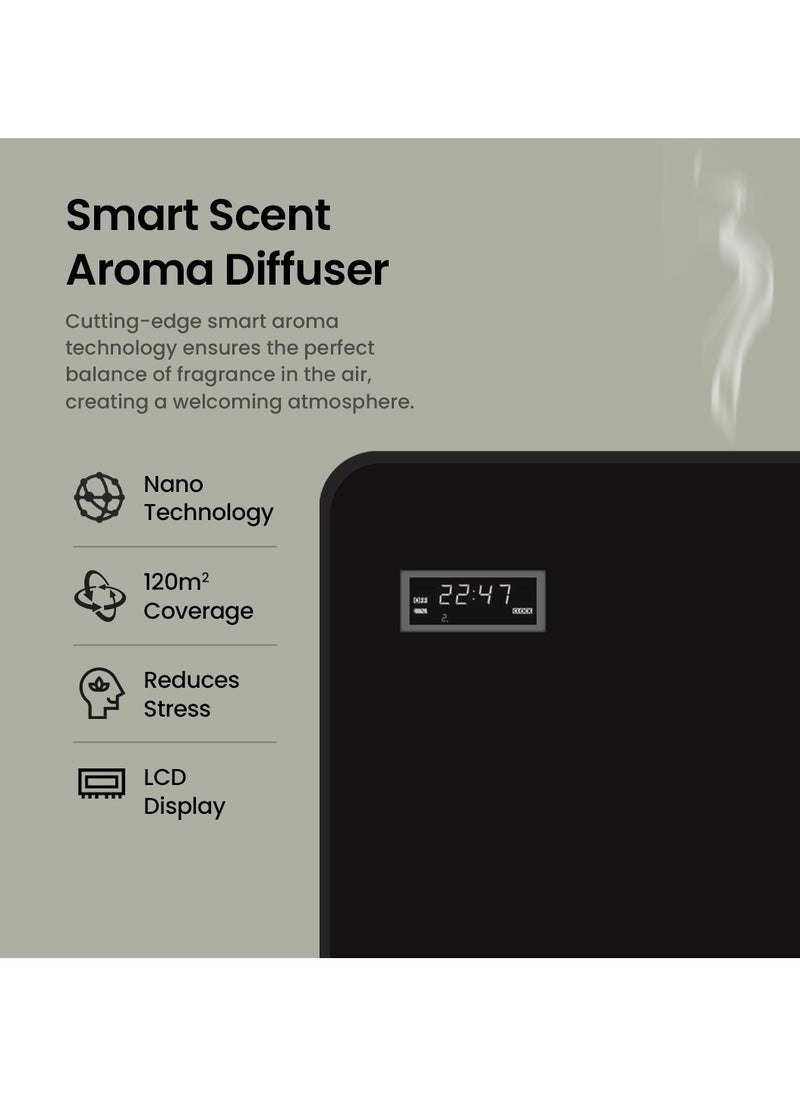 Dr. Zay Scent Smart Fragrance Diffuser Machine – Aromatherapy Diffuser with Digital Clock Display, 400-500 Sq. Meter Coverage, Ideal for Bedrooms & Living Rooms – Black