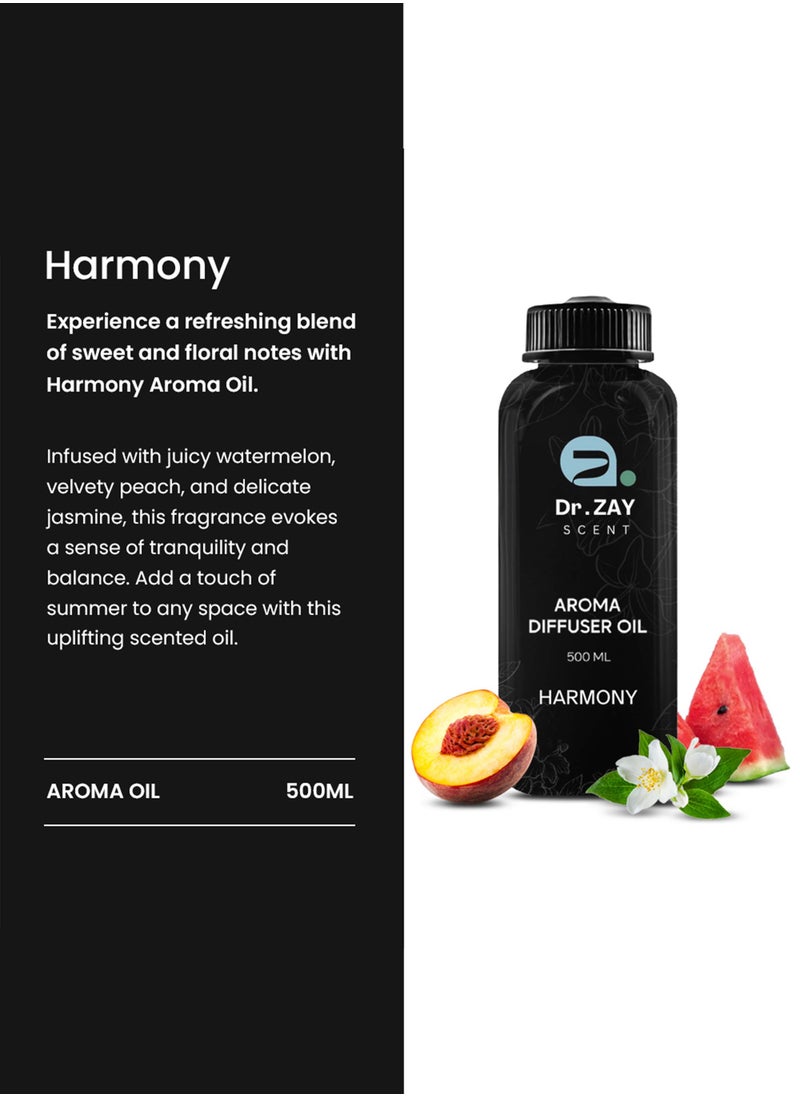 Dr. Zay Scent Dr Diffuser Aroma Oil Harmony– 500ml | Oriental Velvet Cedar & Citrus Aromatic Experience | Perfect for Offices, Homes, Shops, Hotel Rooms & Small Lobbies | Made in the UK