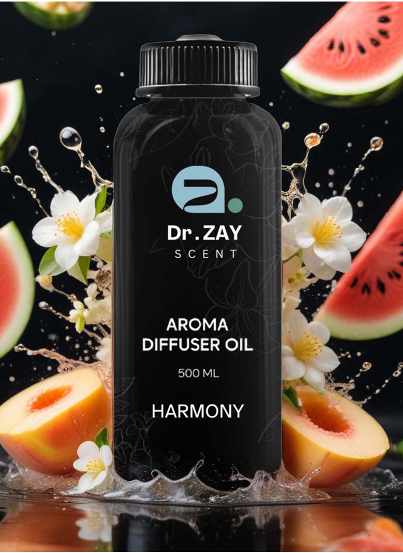 Dr. Zay Scent Dr Diffuser Aroma Oil Harmony– 500ml | Oriental Velvet Cedar & Citrus Aromatic Experience | Perfect for Offices, Homes, Shops, Hotel Rooms & Small Lobbies | Made in the UK