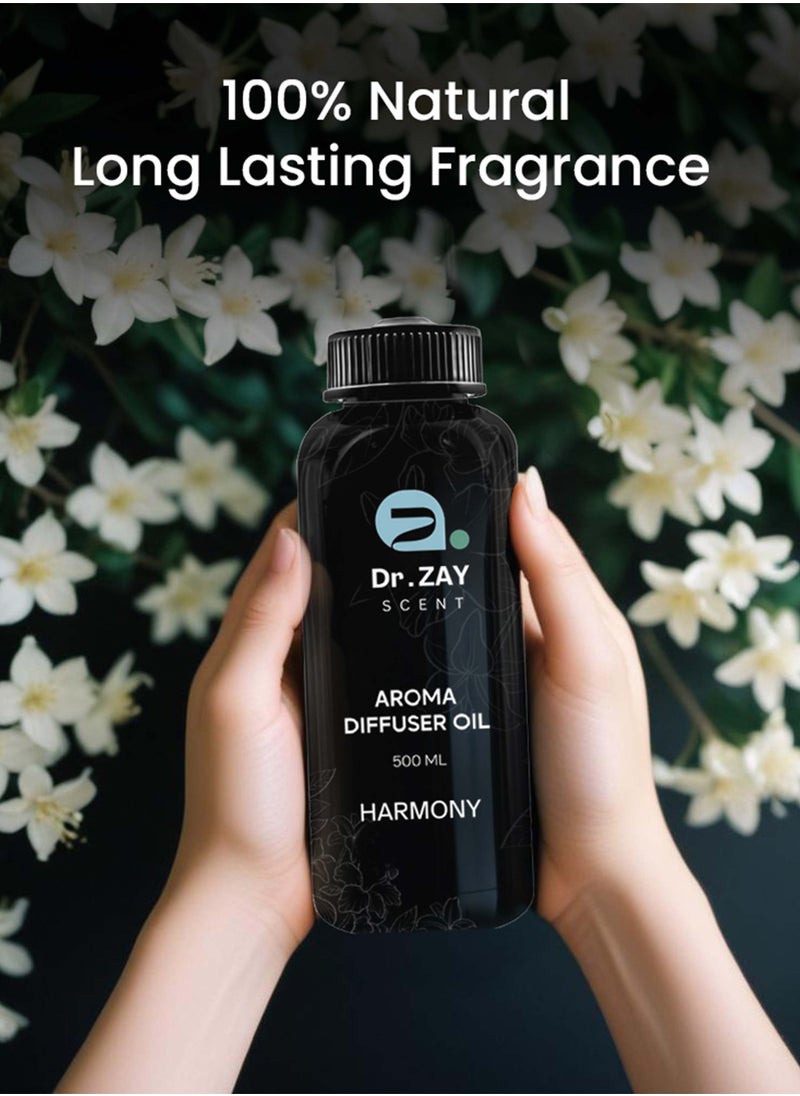 Dr. Zay Scent Dr Diffuser Aroma Oil Harmony– 500ml | Oriental Velvet Cedar & Citrus Aromatic Experience | Perfect for Offices, Homes, Shops, Hotel Rooms & Small Lobbies | Made in the UK