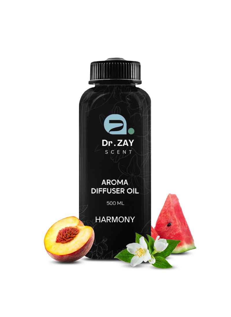 Dr. Zay Scent Dr Diffuser Aroma Oil Harmony– 500ml | Oriental Velvet Cedar & Citrus Aromatic Experience | Perfect for Offices, Homes, Shops, Hotel Rooms & Small Lobbies | Made in the UK