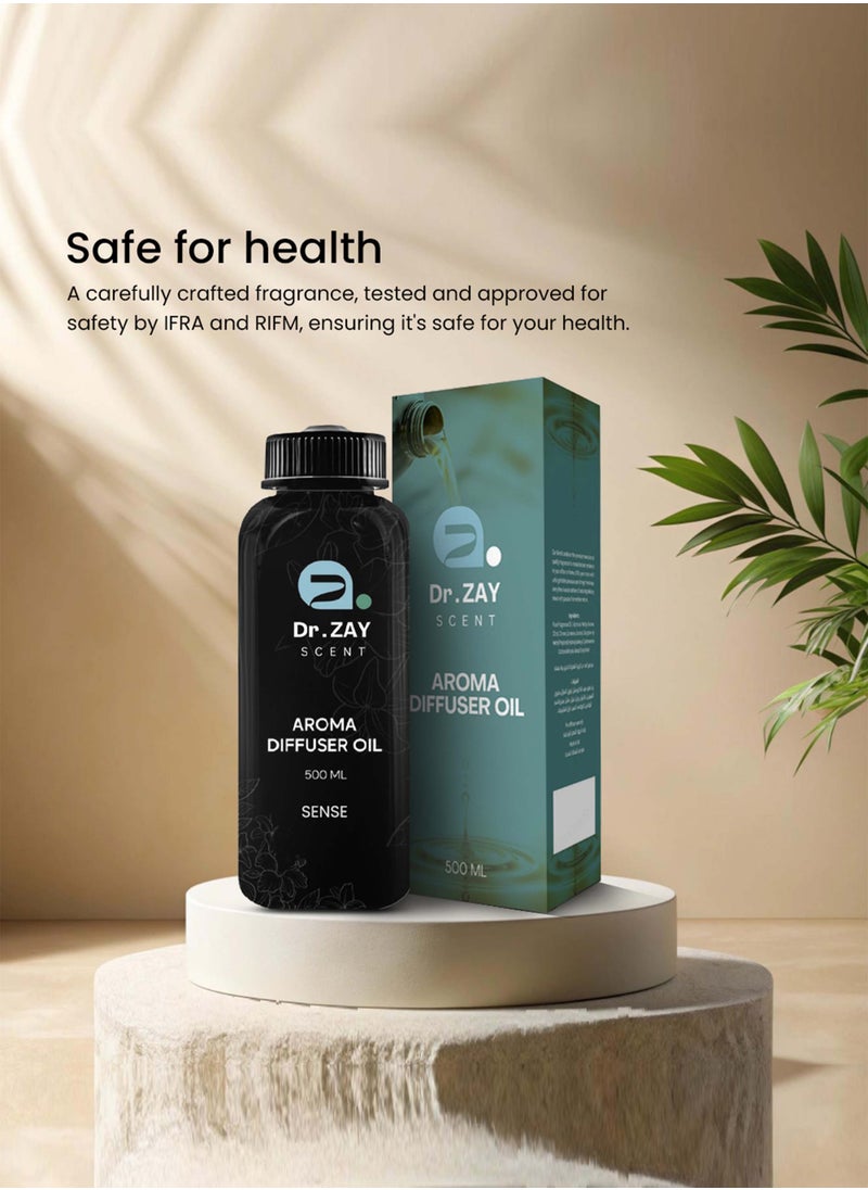 Dr Zay Scent Diffuser Aroma - SENSE (500ML) | Notes of Fruity, Floral, Amber | Perfect for Home, Hotels & Offices | Made in the UK