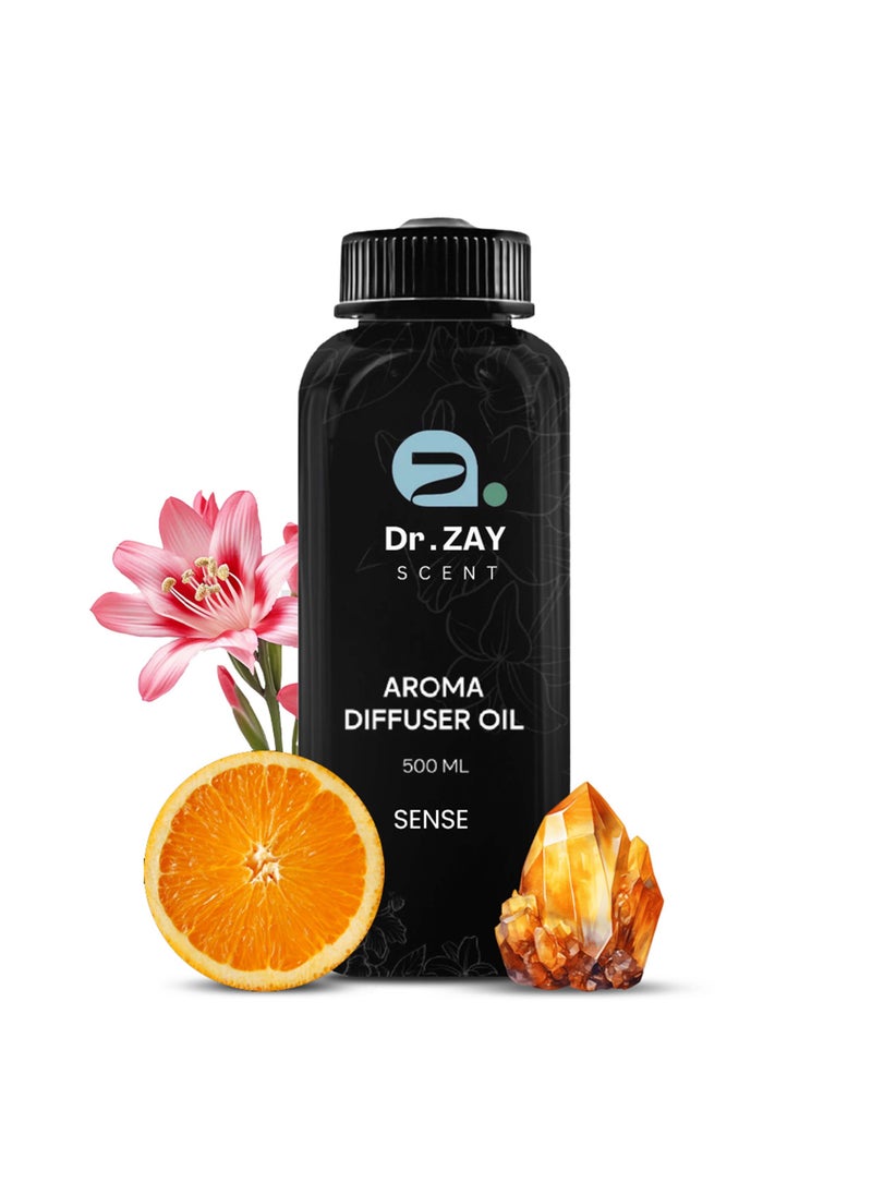 Dr Zay Scent Diffuser Aroma - SENSE (500ML) | Notes of Fruity, Floral, Amber | Perfect for Home, Hotels & Offices | Made in the UK