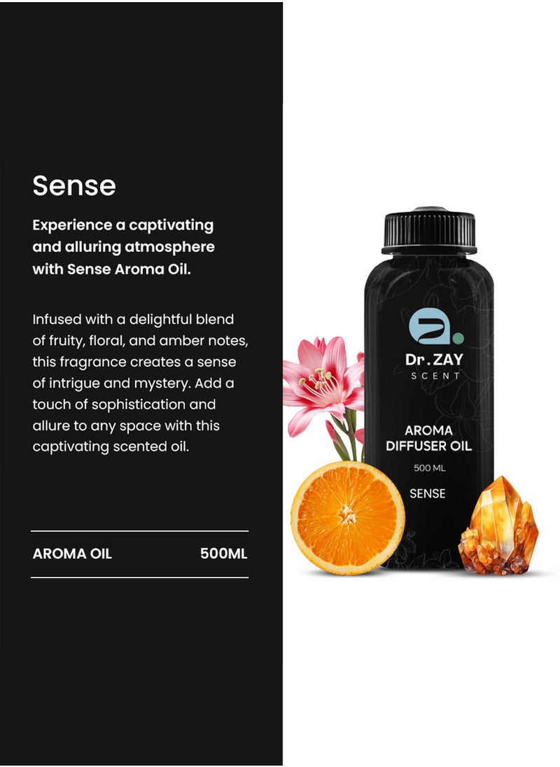 Dr Zay Scent Diffuser Aroma - SENSE (500ML) | Notes of Fruity, Floral, Amber | Perfect for Home, Hotels & Offices | Made in the UK