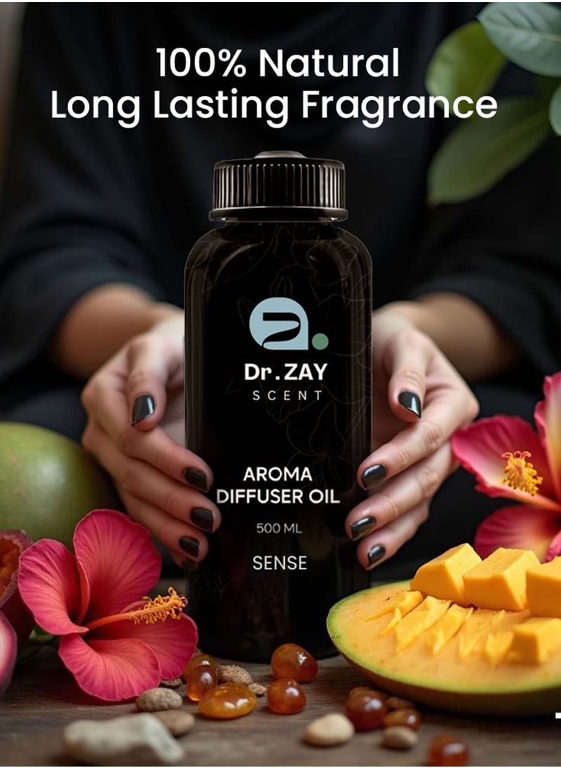Dr Zay Scent Diffuser Aroma - SENSE (500ML) | Notes of Fruity, Floral, Amber | Perfect for Home, Hotels & Offices | Made in the UK
