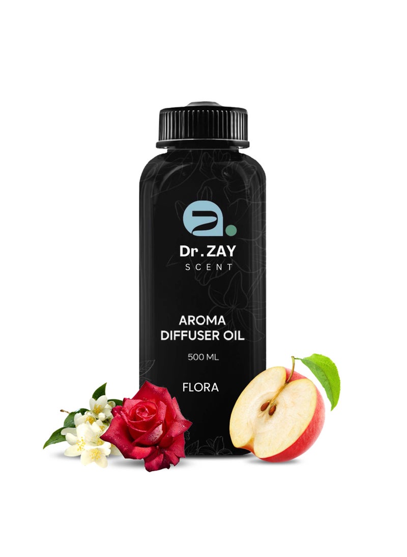 Dr Zay Scent Diffuser Aroma - FLORA (500ML) | Notes of Apple, Rose, White Musk | Perfect for Offices, Homes, Shops, Hotel Rooms | Made in the UK