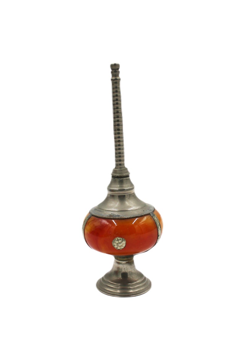 Moroccan Handmade Camel Bone Rose Water Holder With White Metal Work