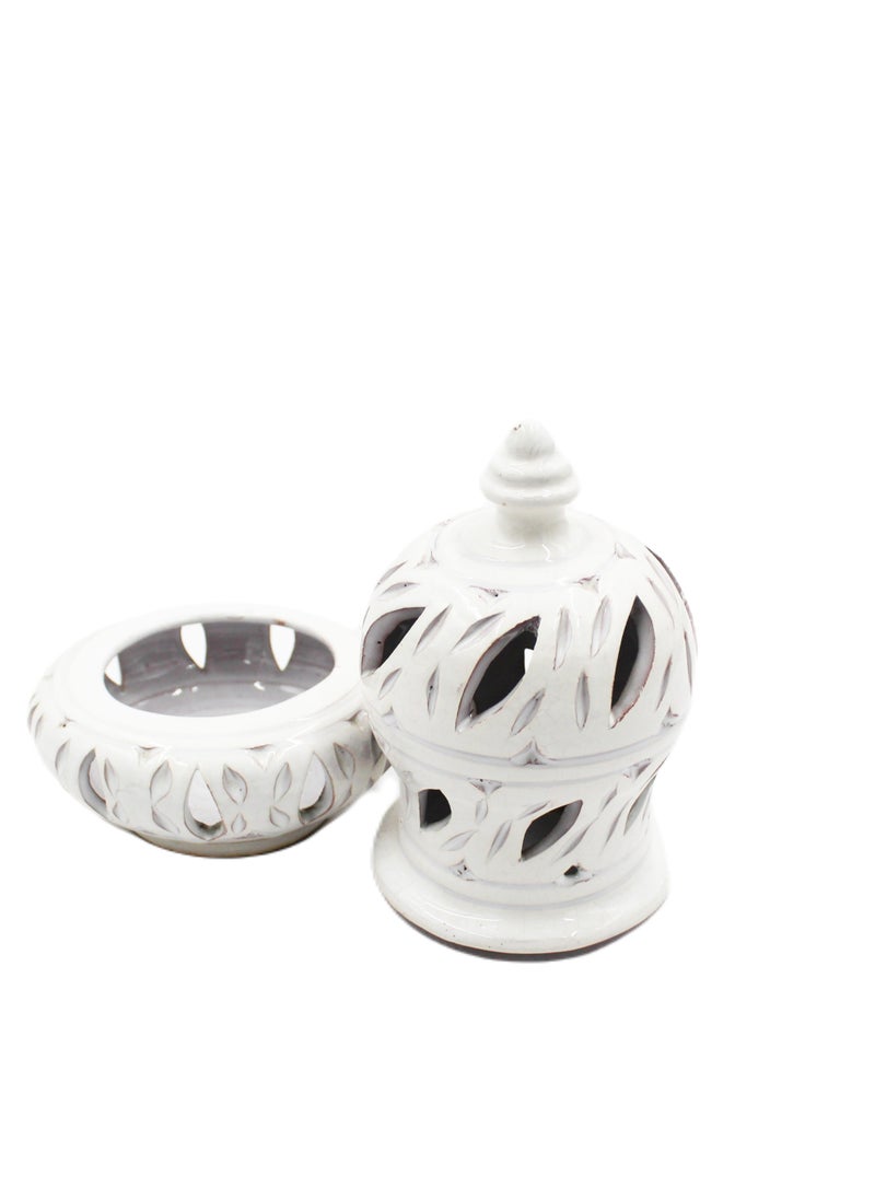 MOROCCAN HANDMADE NATURAL CLAY BUKHOOR STAND 20 CM