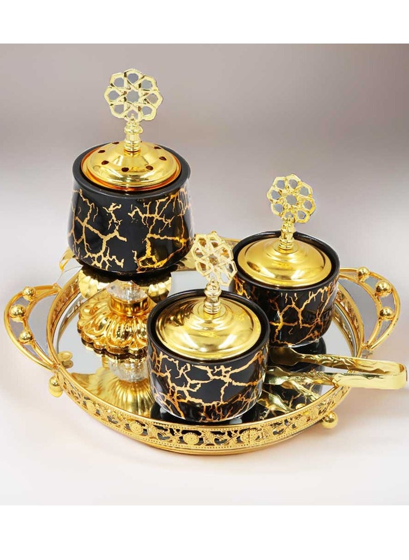 Luxurious Ceramic Incense Burner Set Arabic Oud Bakhoor Holder for Home and Office Fragrance