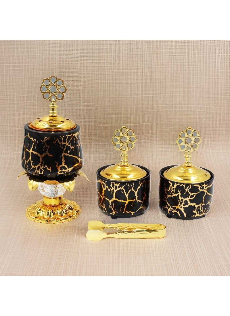 Luxurious Ceramic Incense Burner Set Arabic Oud Bakhoor Holder for Home and Office Fragrance