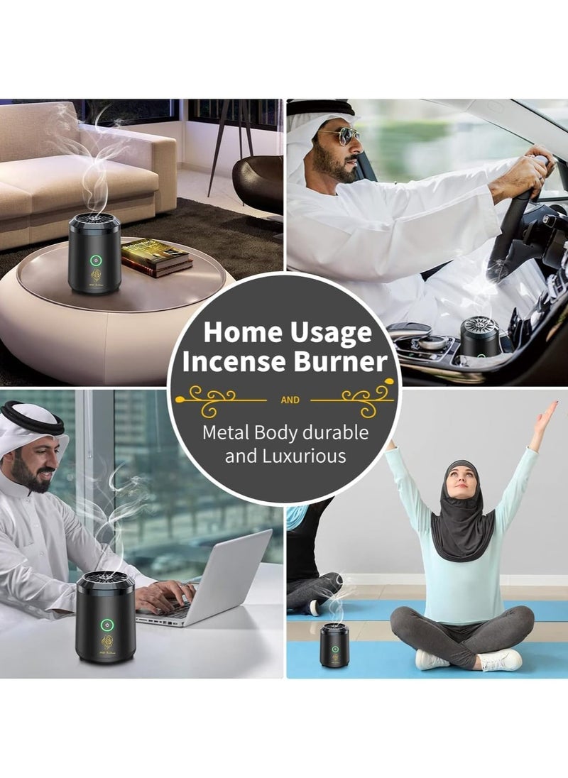 Portable Electronic Bakhoor Burner,Mini Incense Burner Bakhoor, Rechargeable USB Aroma Diffuser,Car Incense burner Electric Arabic Incense Holder Muslim Home Decoration, Black