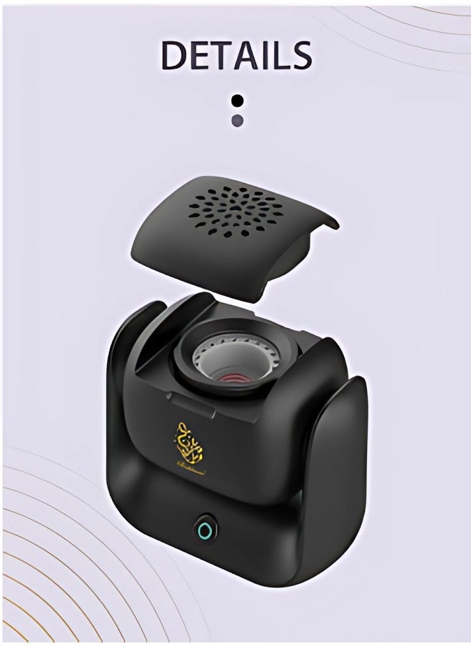 Modern Rotatable Electric Incense Burner - 1500mAh Battery, Type-C Fast Charging, 700°C Heating, 2-Minute Quick Burn, 90° Rotation, LED Indicator, Portable & Rechargeable Bakhoor Burner for Home, Office, Car, Arabic & Islamic Aromatherapy Diffuser