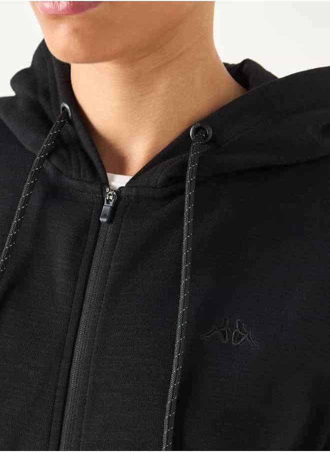 Kappa Logo Detail Zip Through Hoodie with Long Sleeves