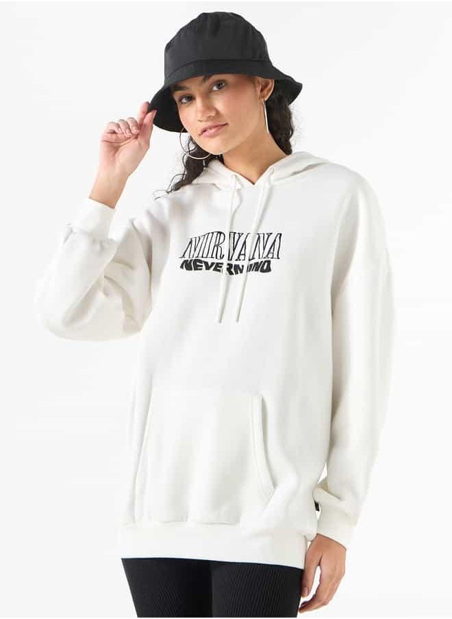 Nirvana Graphic Print Hoodie with Kangaroo Pocket